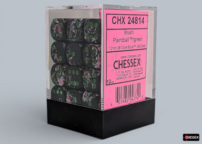 Chessex: Paintball/Green 12mm d6 Dice Block (36 Dice)