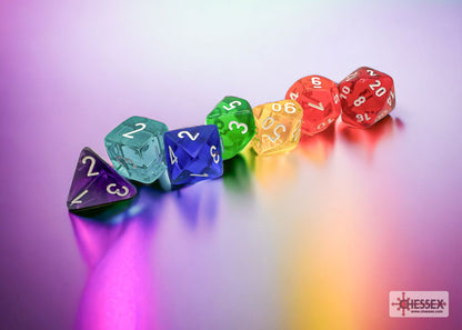 Chessex: Prism Translucent GM and Beginner Player Polyhedral 7-Dice Set