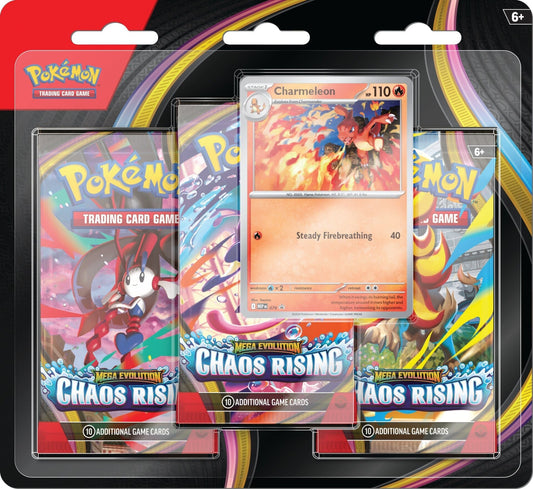 Pokemon: Mega Evolution Chaos Rising 3-Pack Blister (ME4) *Expected Release Date 05-22-2026*