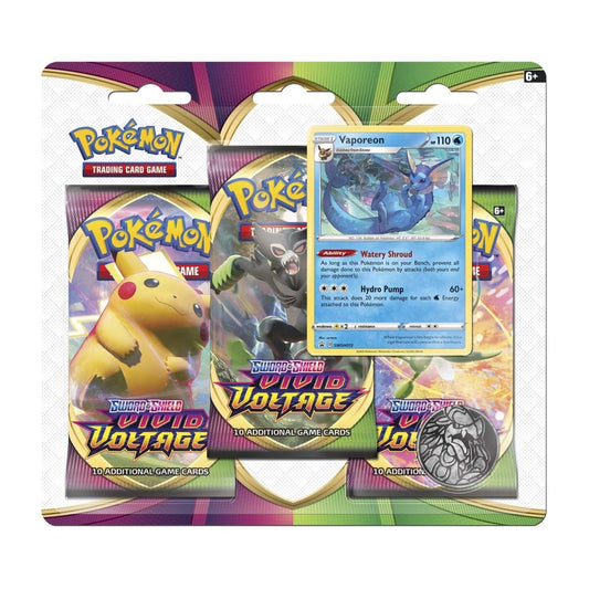 Pokemon: Sword & Shield Vivid Voltage 3-Pack Blister [Vaporeon]