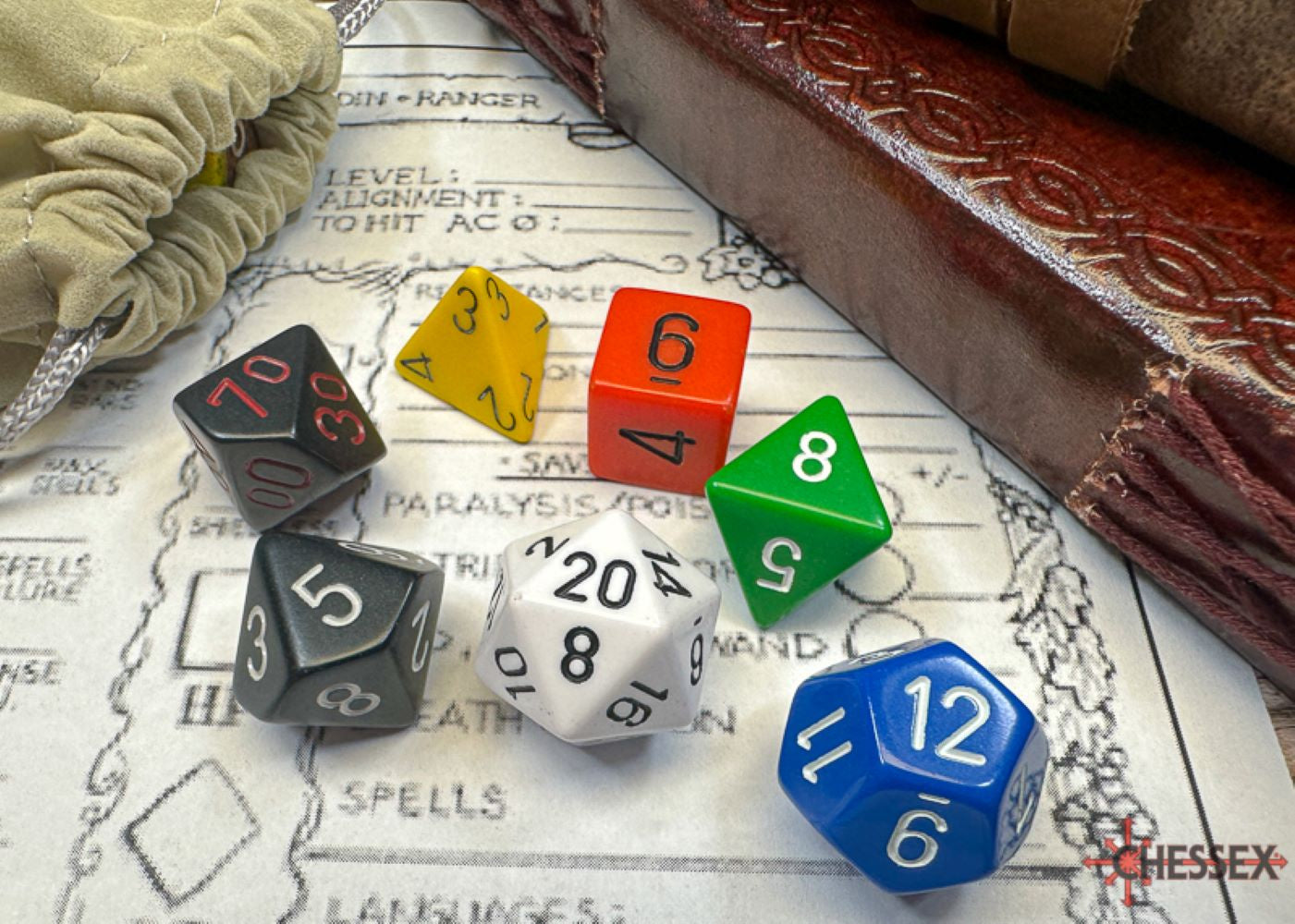 Chessex: Nostalgia Opaque GM and Beginner Player Polyhedral 7-Dice Set