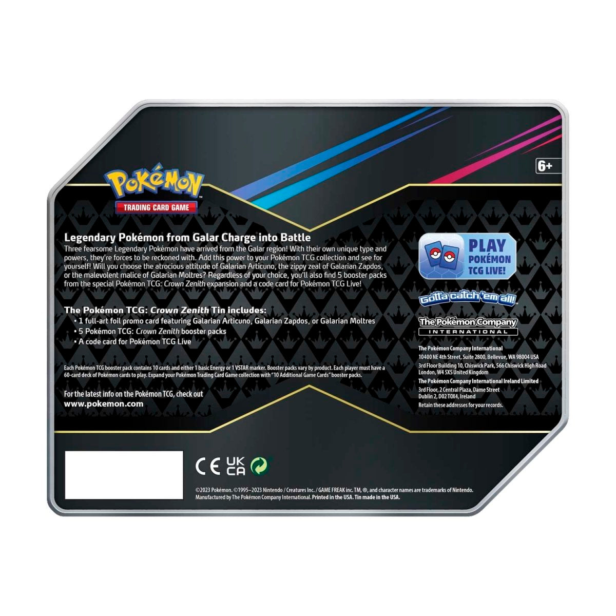 Pokemon: Crown Zenith Collection Tin [Galarian Articuno]