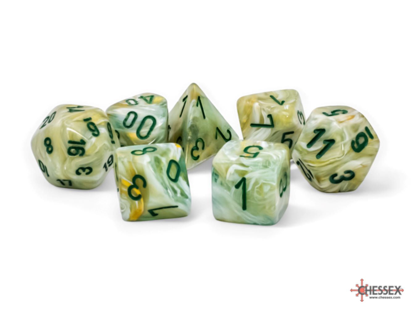 Chessex 7ct Mega-Hedral Marble Green Dice