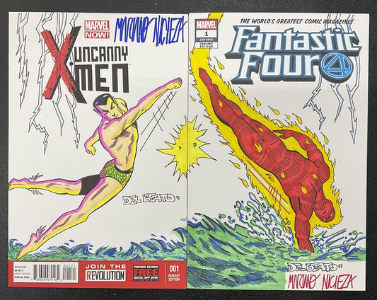 Uncanny X-Men & Fantastic Four Issue #1 Del Beato Mariano Nicieza Sketch Auto #1
