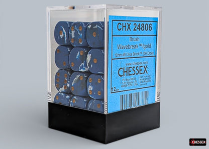Chessex: Wavebreak/Gold 12mm d6 Dice Block (36 Dice)