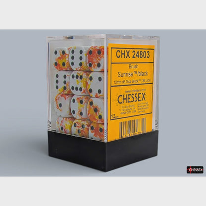Chessex: Sunrise/Black 12mm d6 Dice Block (36 Dice)