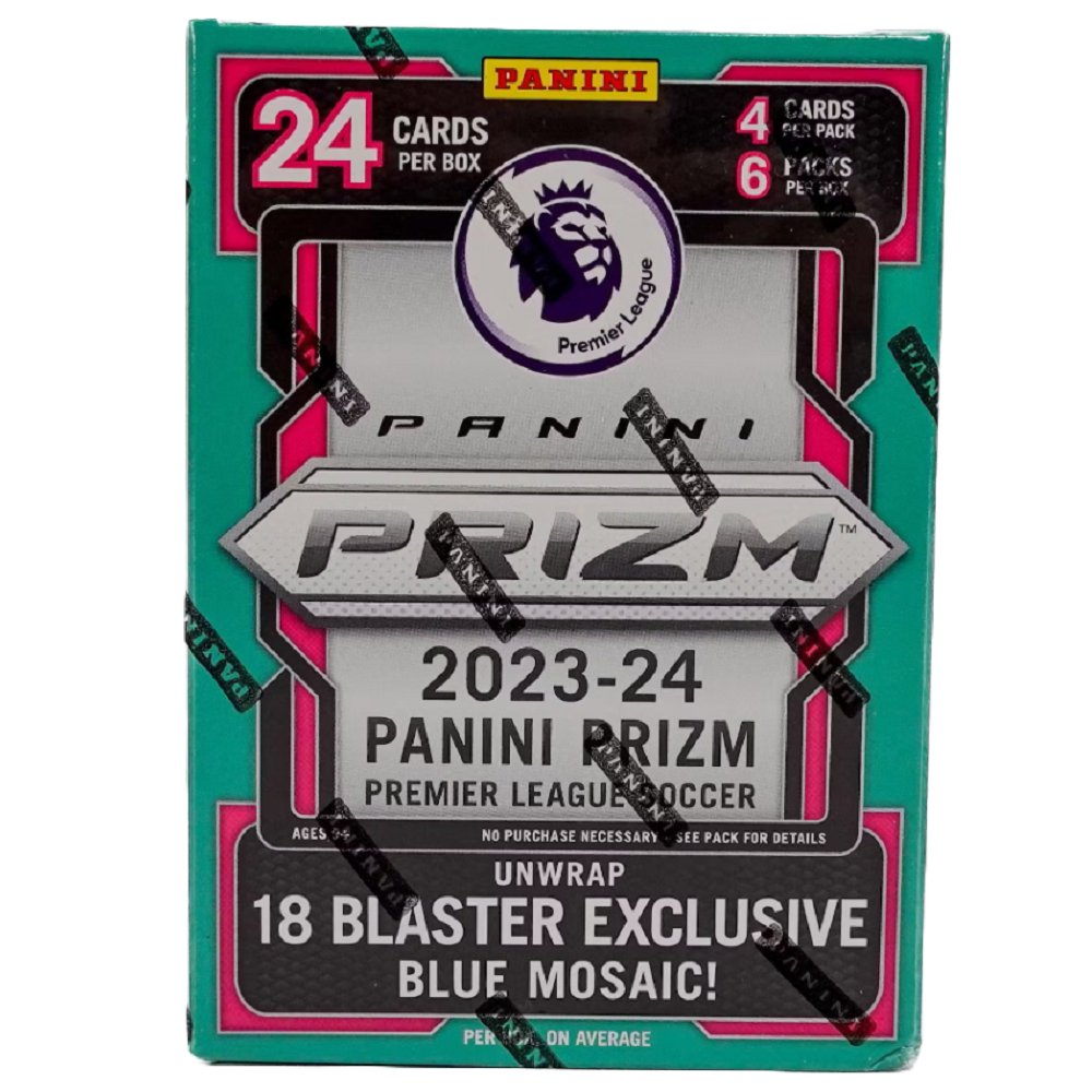 2023 - 24 Panini Prizm English Premier League Soccer Blaster Box (Blue Mosaic Prizms)) - Collector Store LLC