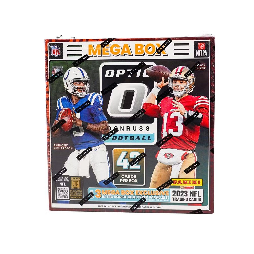 2023 Panini Donruss Optic Football Mega Box (Blue Hyper Parallels) - Collector Store LLC