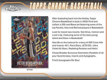 2024 - 25 Topps Chrome Basketball Breaker Delight Box - Collector Store LLC