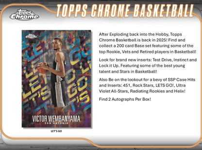 2024 - 25 Topps Chrome Basketball Hobby Box - Collector Store LLC