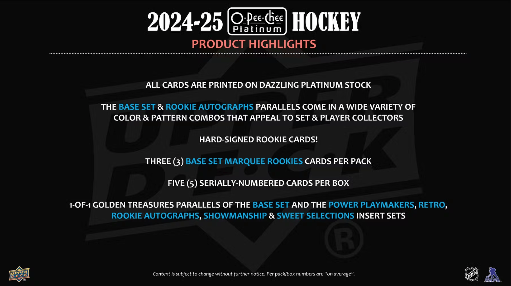 2024 - 25 Upper Deck O - Pee - Chee Platinum Hockey Hobby Box *Contact Us To Order* - Collector Store LLC