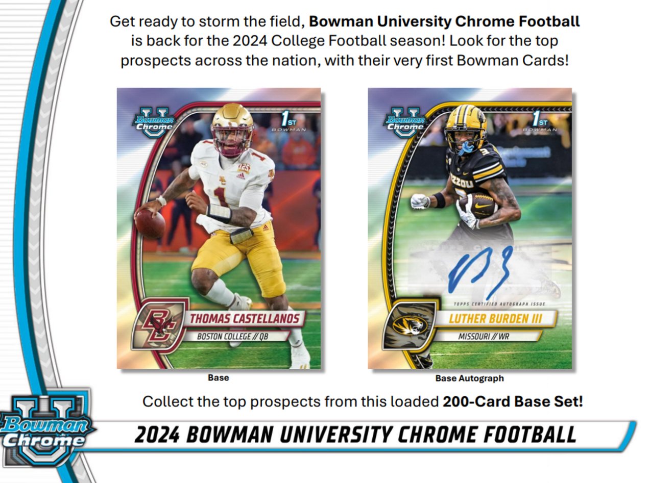 2024 Bowman University Chrome Football Blaster *Expected Release Date 11 - 27 - 2024* - Collector Store LLC