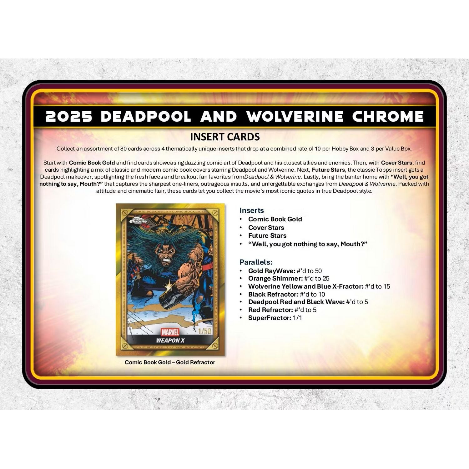 2025 Topps Marvel Chrome Deadpool Hobby Box、NonSports Misc、kayou