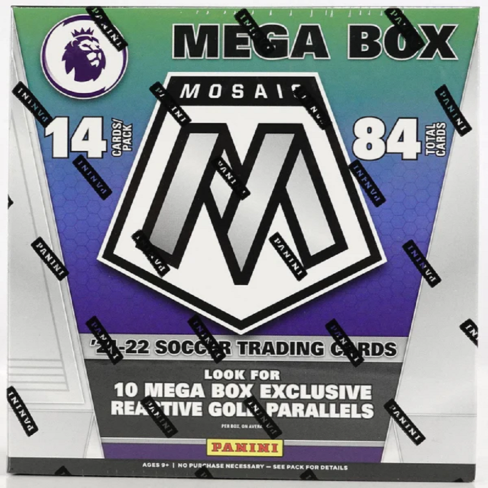 2021-22 Panini Mosaic Premier League EPL Soccer Mega Box (Reactive Gold Parallels)