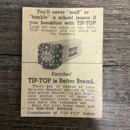 Joffre Cross 1947 Tip-Top Bread Baseball St. Louis Cardinals