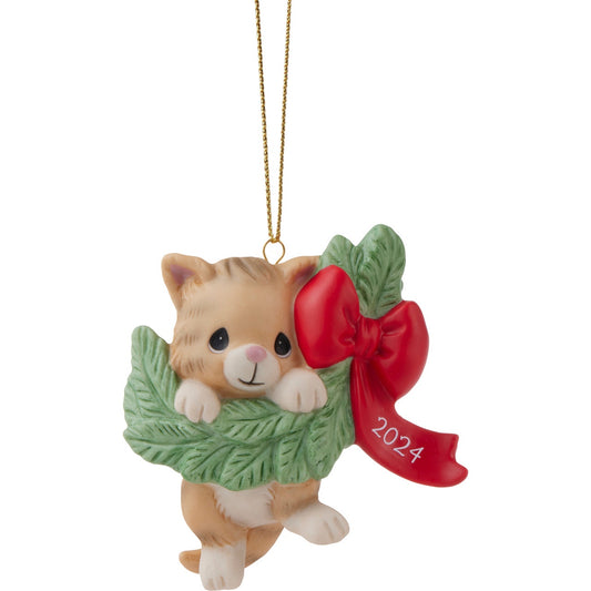 Precious Moments: Hanging Out For The Holidays 2024 Dated Cat Ornament