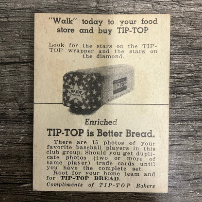 John Berardino 1947 Tip-Top Bread Baseball St. Louis Browns