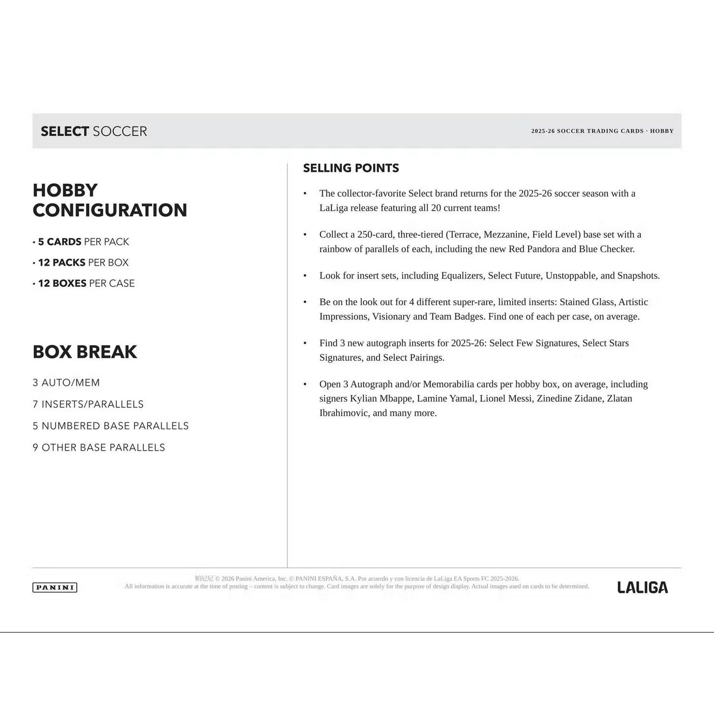 2025-26 Panini Select Laliga Soccer Hobby Box