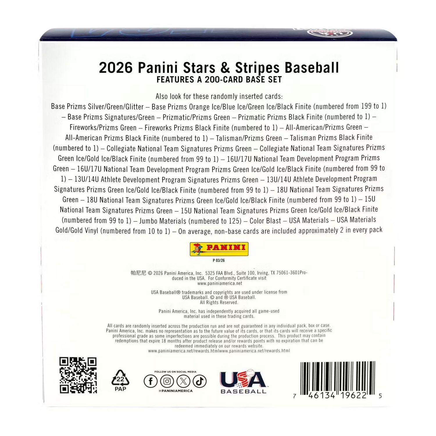 2026 Panini Stars & Stripes Prizm Baseball Mega Box、Panini、kayou