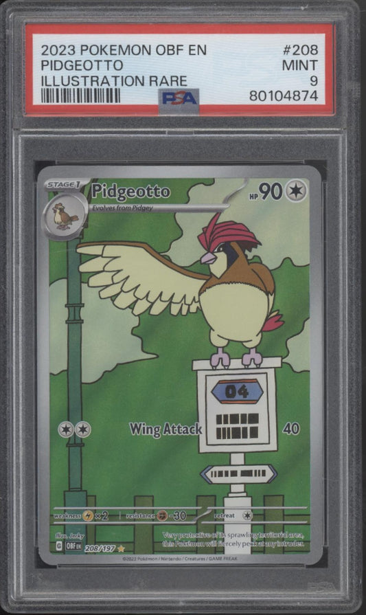 Pidgeotto Pokemon Obsidian Flames Illustration Rare #208 PSA 9
