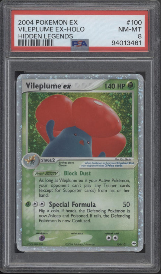Vileplum ex Pokemon Hidden Legends #100 PSA 8