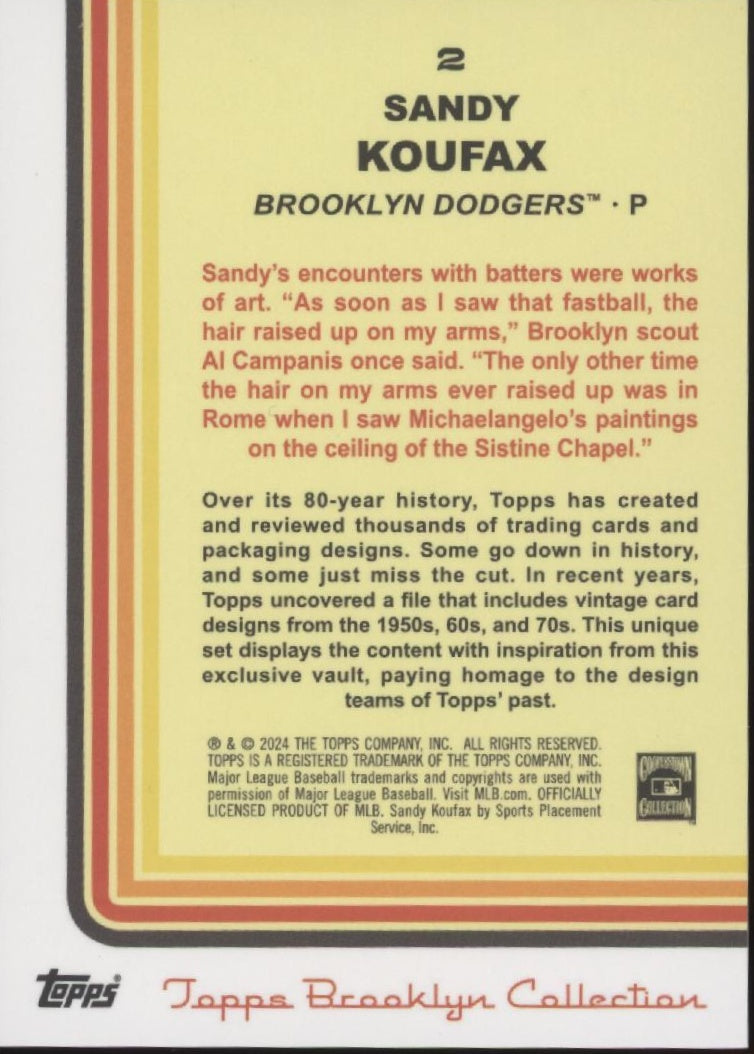 Sandy Koufax 2024 Topps Brooklyn Collection #2