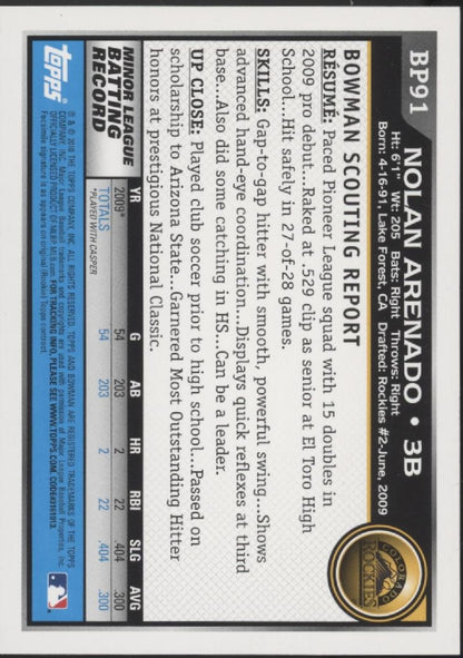 Nolan Arenado 2010 Bowman #BP91