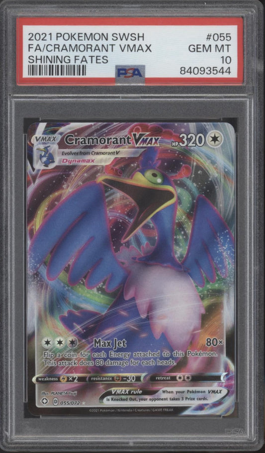Cramorant VMAX Pokemon Shining Fates Full Art #055 PSA 10