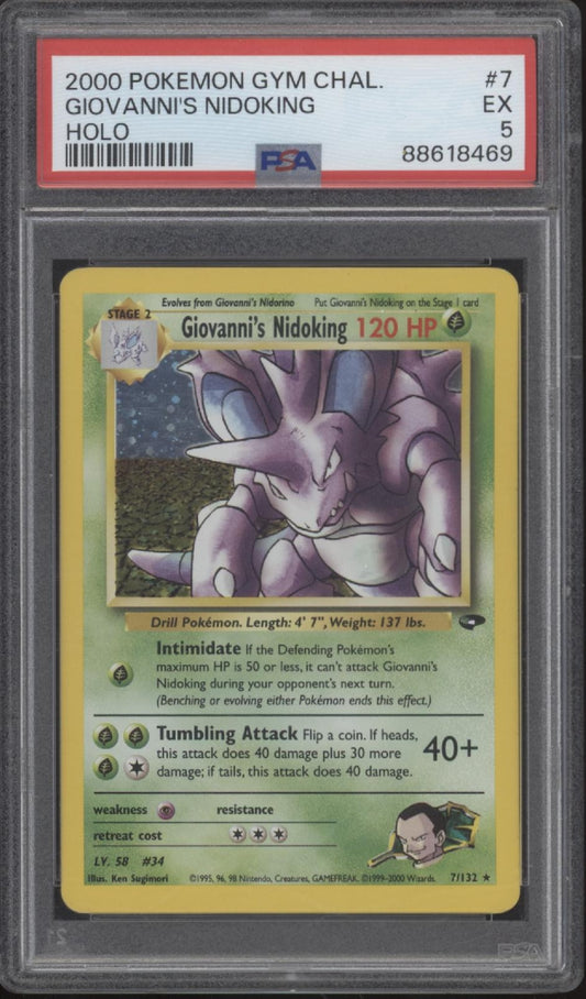 Giovanni's Nidoking Pokemon Gym Challenge Holo #7 PSA 5