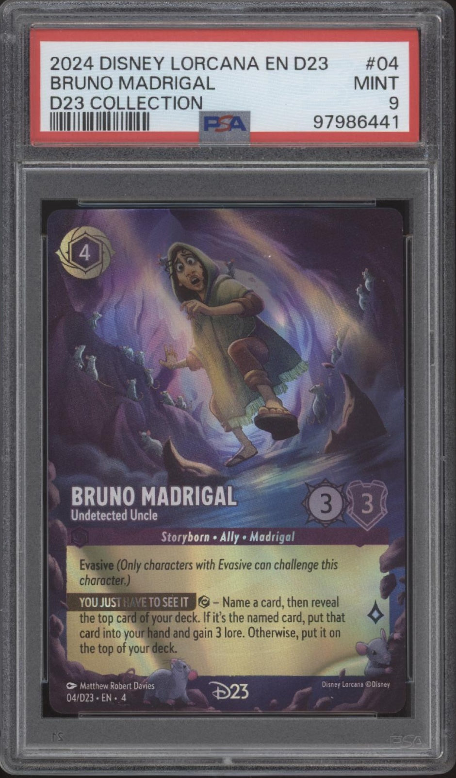 Bruno Madrigal Disney Lorcana D23 Collection #04 PSA 9