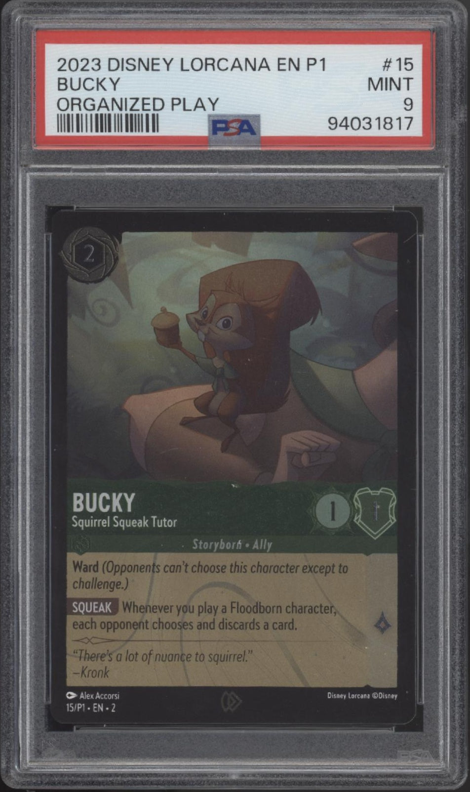 Bucky Disney Lorcana Organized Play #15 PSA 9