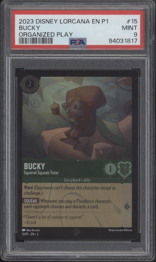 Bucky Disney Lorcana Organized Play #15 PSA 9