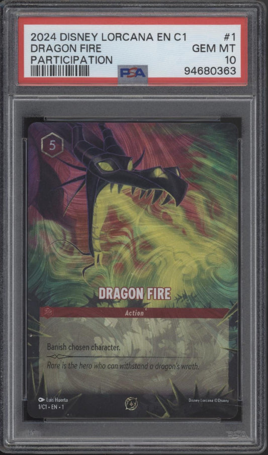 Dragon Fire Disney Lorcana Participation #1 PSA 10