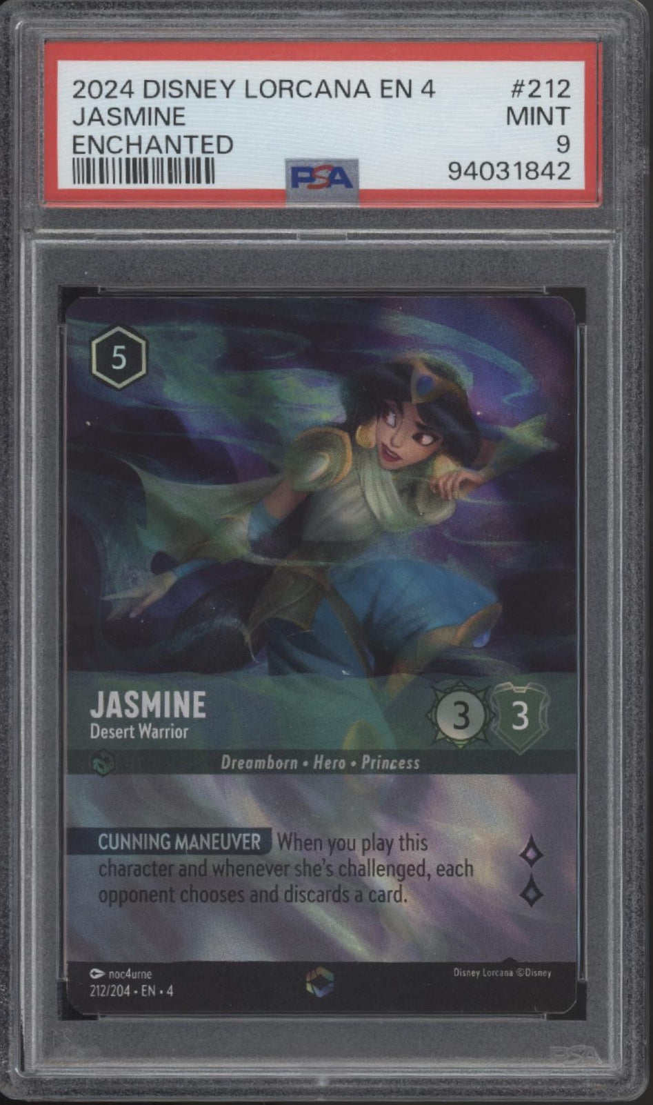 Jasmine Disney Lorcana Ursula's Return Enchanted #212 PSA 9