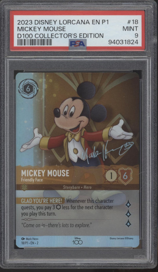 Mickey Mouse Disney Lorcana D100 Collector's Edition #18 PSA 9