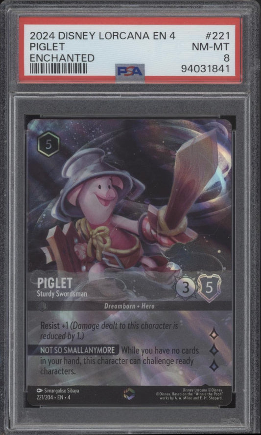 Piglet Disney Lorcana Ursula's Return Enchanted #221 PSA 8