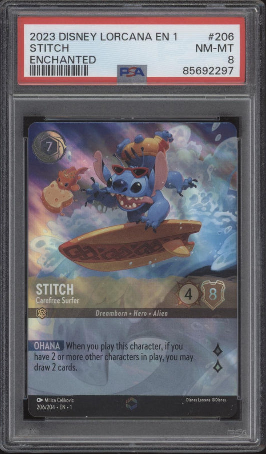 Stitch Disney Lorcana The First Chapter Enchanted #206 PSA 8