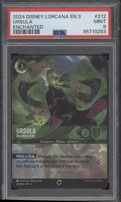 Ursula Disney Lorcana Into the Inklands Enchanted #212 PSA 9