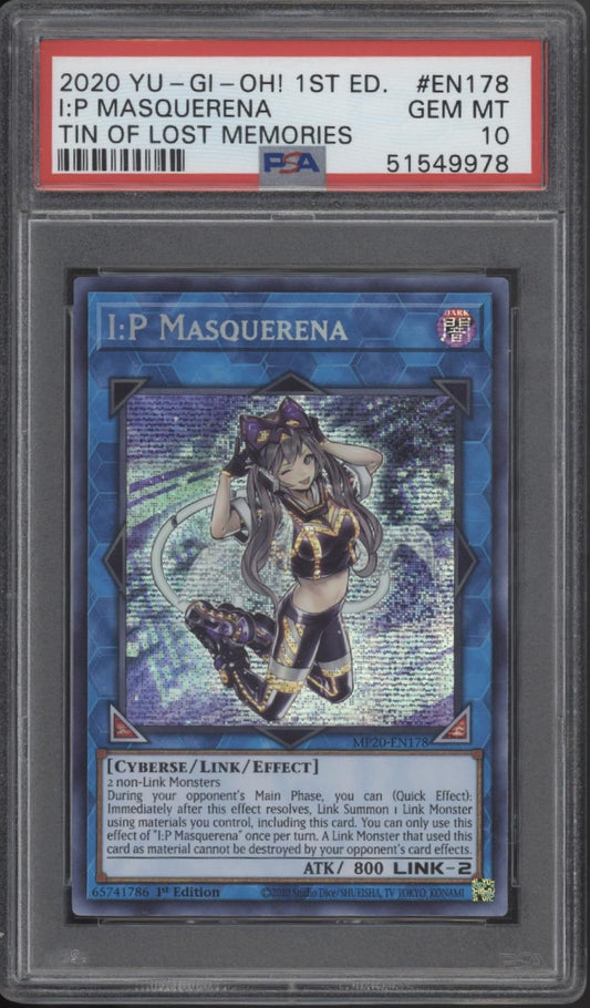 I:P Masquerna Yu-Gi-Oh! Tin of Lost Memories 1st Edition #EN178 PSA 10