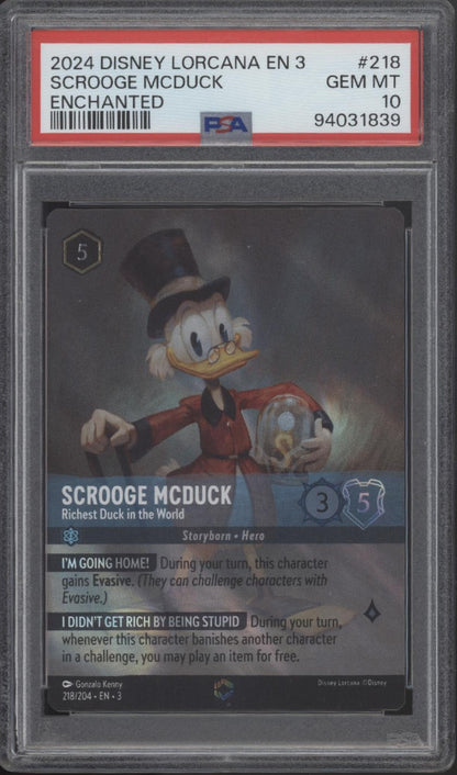 Scrooge McDuck Disney Lorcana Into the Inklands Enchanted #218 PSA 10 #2