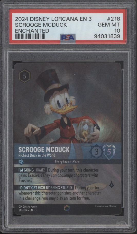 Scrooge McDuck Disney Lorcana Into the Inklands Enchanted #218 PSA 10 #2