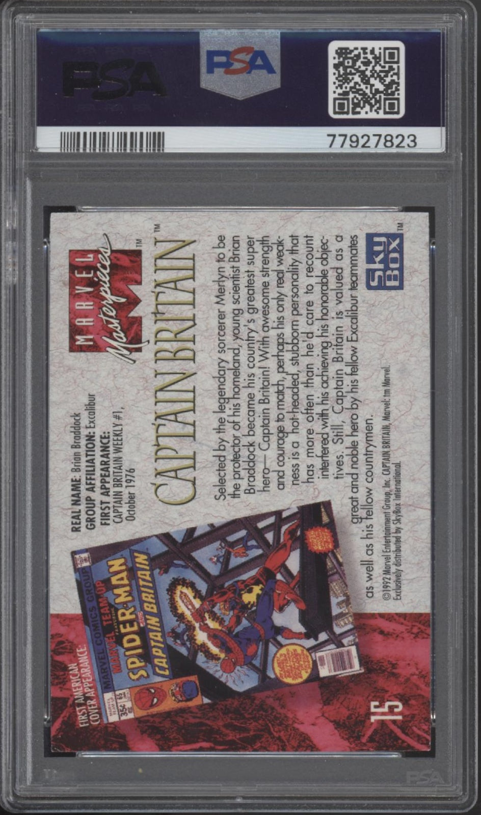 Captain Britain 1992 Skybox Marvel Masterpieces #15 PSA 8