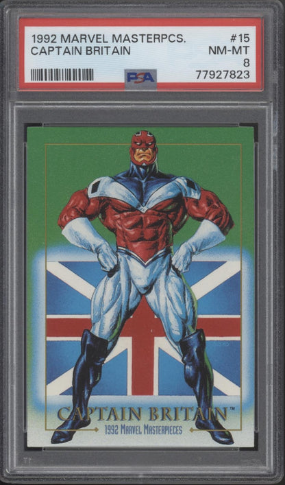 Captain Britain 1992 Skybox Marvel Masterpieces #15 PSA 8