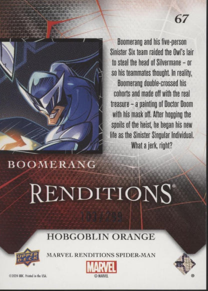 Boomerang 2024 Upper Deck Marvel Renditions Spider-Man Hobgoblin Orange 103/299