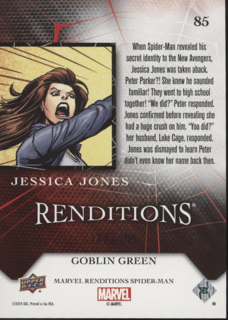 Jessica Jones 2024 Upper Deck Marvel Renditions Spider-Man Goblin Green 127/399