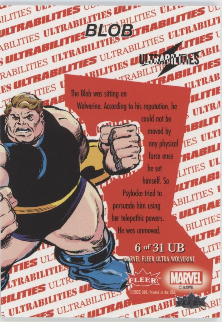 Blob 2022 Fleer Ultra Wolverine Ultrabilites #6
