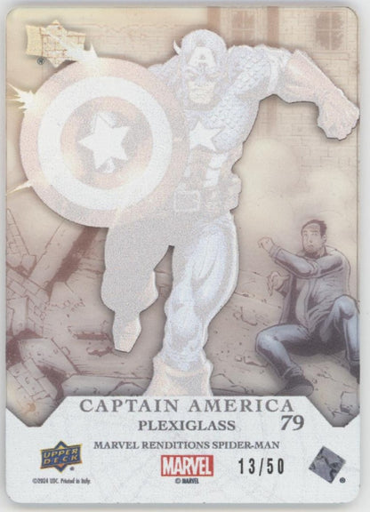 Captain America 2024 Upper Deck Marvel Renditions Spider-Man Plexiglass 13/50
