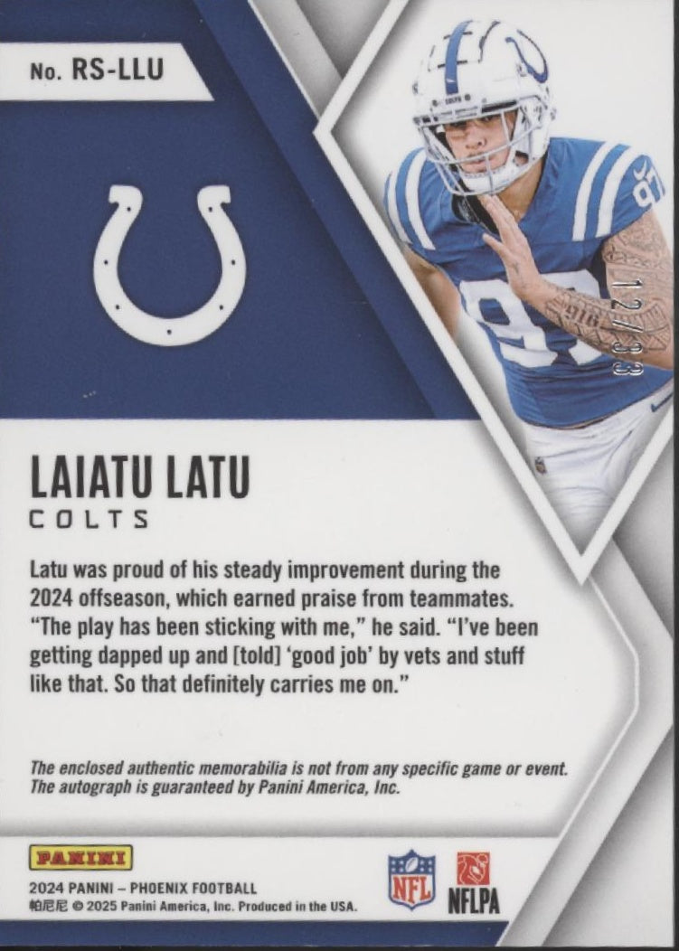 Laiatu Latu 2024 Panini Phoenix Rookie Silhouettes Swatch RC Auto 12/33 #RS-LLU