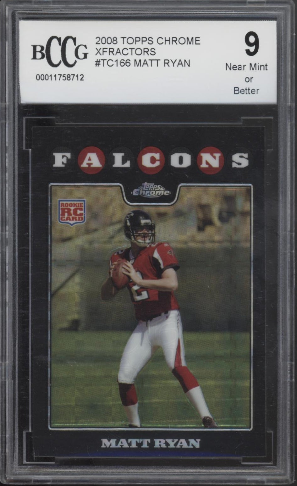 Matt Ryan 2008 Topps Chrome Xfractors RC #TC166 Beckett 9
