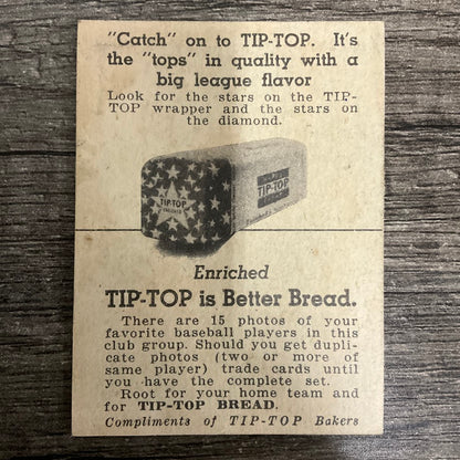 Walter Judnick 1947 Tip-Top Bread Baseball St. Louis Browns